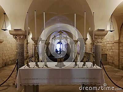 Trani - Interior of the crypt of the cathedral Editorial Stock Photo