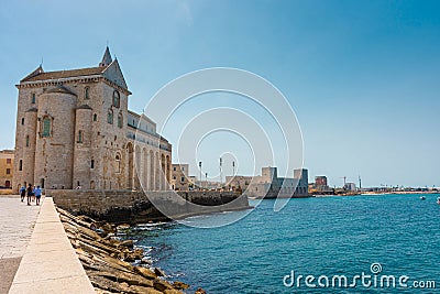 TRANI, ITALY, 10 AUGUST 2021 Cathedral of Trani on the Adriatic Sea Editorial Stock Photo