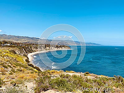 Tranquil coastal area featuring trails and rocky coves of Santa Catalina Island. Stock Photo