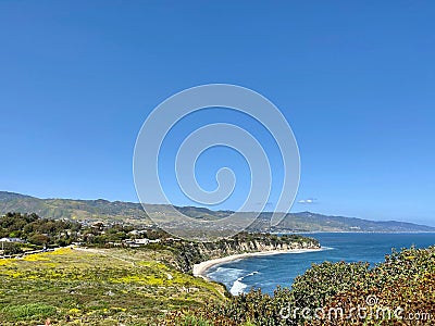 Tranquil coastal area featuring trails and rocky coves of Santa Catalina Island. Stock Photo