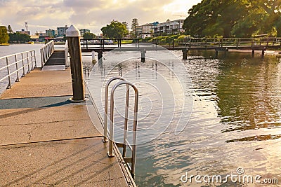 Tranquil early morning at the Little Street Baths, Forster NSW Australia Stock Photo