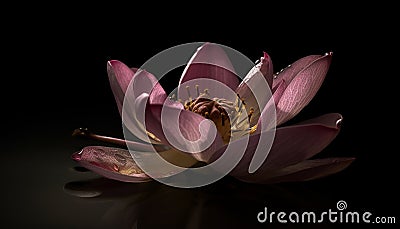 Tranquil elegance of a purple lotus blossom in a pond generated by AI Stock Photo