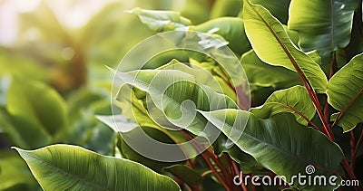 The Tranquil Harmony of Fresh Leaves in a Garden Basking in Sunlight Stock Photo