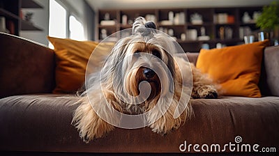 A tranquil home and contented dog underscore care. Stock Photo