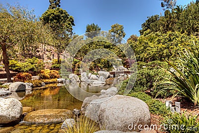 Tranquil Japanese Friendship Garden at the Balboa Park in San Di Editorial Stock Photo