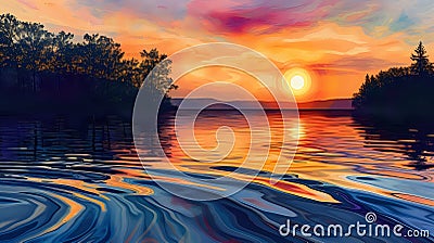 Tranquil Lake Reflections at Dusk./n Stock Photo