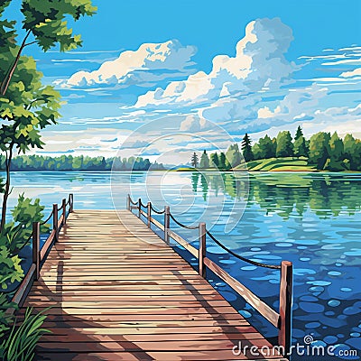 Tranquil Lakeside Scene Stock Photo