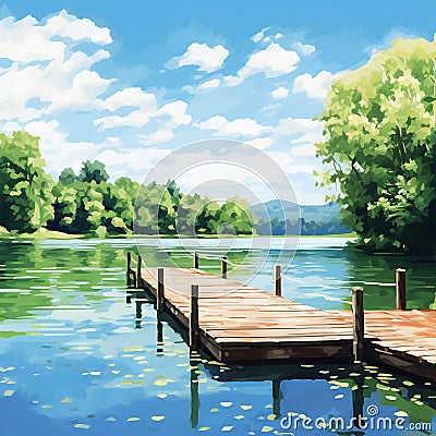 Tranquil Lakeside Scene Stock Photo