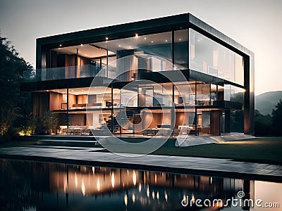 Tranquil Living: Dream House Design Serenity on Display Stock Photo