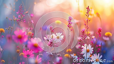 A tranquil meadow blanketed with wildflowers Stock Photo