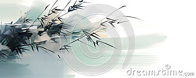 tranquil minimalistic background with a single diagonal brushstroke, creating a sense of calm and artistic expression panorama Stock Photo