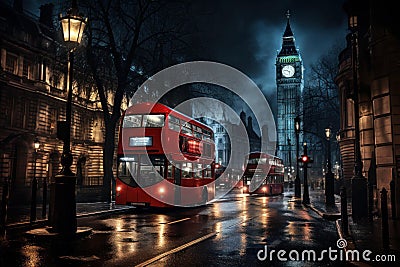 Tranquil Night london street. Generate Ai Stock Photo