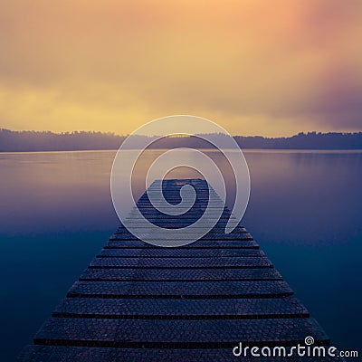 Tranquil Peaceful Lake at Sunrise New Zealand Concept Stock Photo