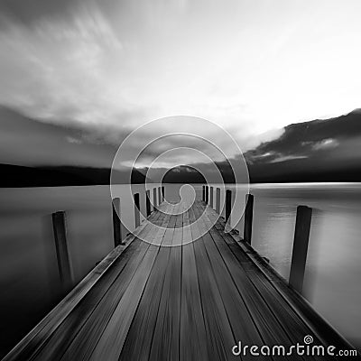 Tranquil Peaceful Lake at Sunrise New Zealand Concept Stock Photo