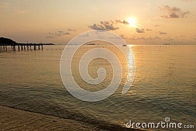 Tranquil scene of beach during sunrise in dawn at Samet island Stock Photo