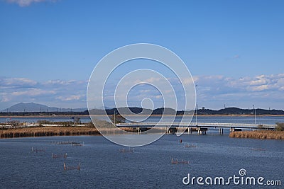 Tranquil scene of a serene shoreline with calm ocean water. Nov 30 2023 Editorial Stock Photo