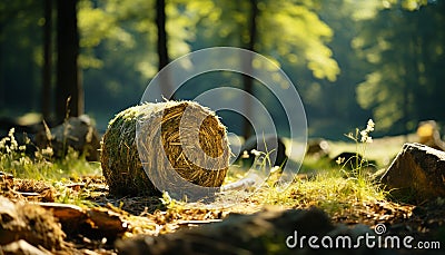Tranquil scene sunrise over rural meadow, fresh wheat growth generated by AI Stock Photo