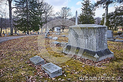 Tranquil Schultz Family Cemetery Plot with Autumn Leaves Stock Photo