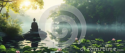A Tranquil Setting Depicting Peace, Spirituality, And Faith In A Serene Visual Stock Photo