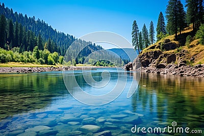 Tranquil summer scene on kootenai river Stock Photo