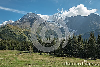 Tranquil view of Mont Blanc massif near Bellevue station, France Stock Photo