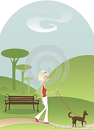 Tranquil Walk Vector Illustration