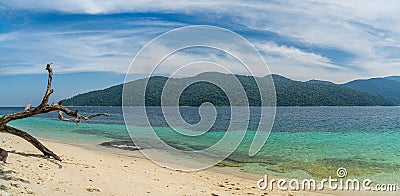 Tranquil white sand Sai Khao Beach with in Ra Wi Island, Southern of Thailand Stock Photo
