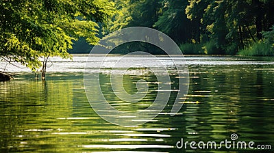 tranquility ripple lake Cartoon Illustration