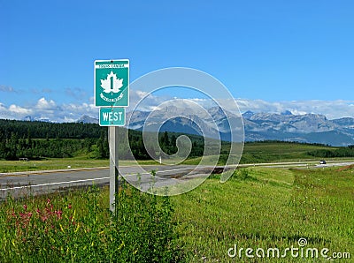 Trans Canada Highway with sign Stock Photo