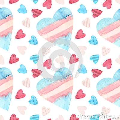 Trans pride - seamless pattern with hearts. Stock Photo