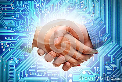 IT transaction or merger between companies Stock Photo