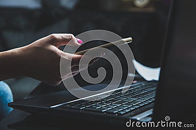 Transactions on your mobile phone and laptop. Stock Photo