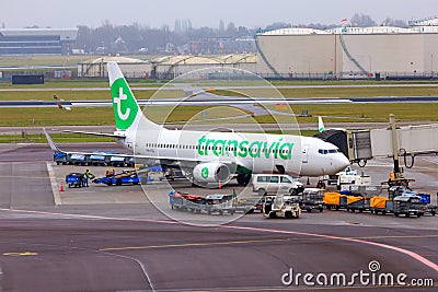 Transavia Boeing 737 at gate Editorial Stock Photo