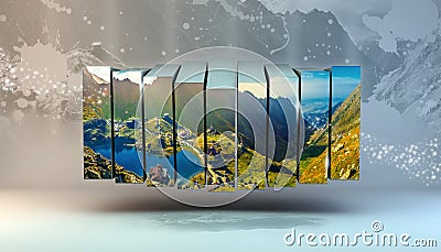 Transfagarasan Balea lake, Romania, Multi photo box frame Stock Photo