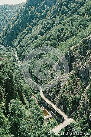 Transfagarasan pass in summer. Crossing Carpathian mountains in Romania, Transfagarasan is one of the most spectacular mountain ro Stock Photo