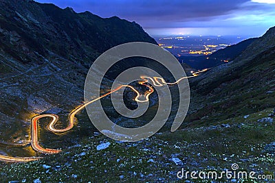 TRANSFAGARASAN ROAD AT DUSK Stock Photo