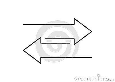 Transfer arrow icon. Double reverse symbol. Data transfer linear icon. Recycling sign. Arrow to left and right symbol Vector Illustration