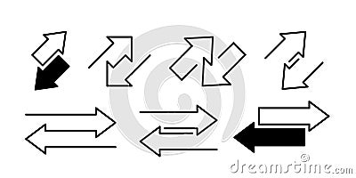 Transfer arrow icon. Double reverse symbol. Data transfer linear icon. Recycling sign. Arrow to left and right symbol Vector Illustration