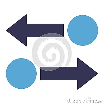 Transfer Arrows concept icon. Two blue arrows pointing in different directions. Sending, receiving or exchanging data, money. Vector Illustration
