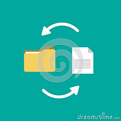 Transfer of documentation. Folders with paper files Vector Illustration