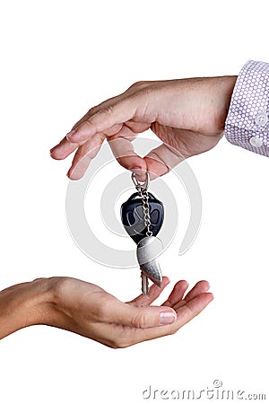 Transfer of ignition keys Stock Photo