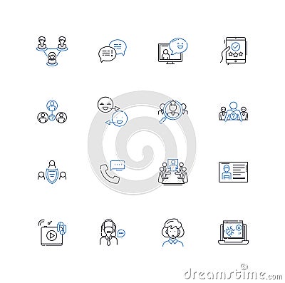 Transfer line icons collection. Exchange, Move, Shift, Displace, Reassign, Relocate, Transport vector and linear Vector Illustration