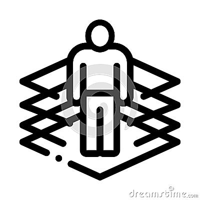 Transfer of man into virtuality icon vector outline illustration Vector Illustration