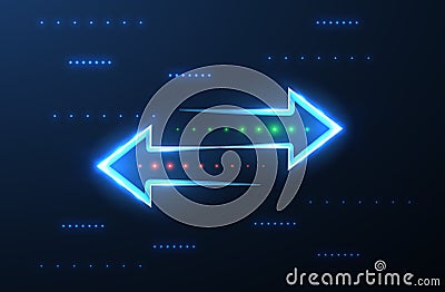 Transfer. Two left right arrows. Data receive, Digital money send, Currency exchange sign. Web trade symbol. File backup Stock Photo