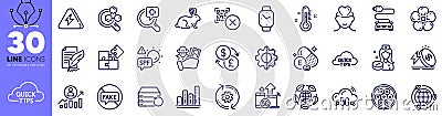 Transform, Qr code and Natural linen line icons pack. For web app. Vector Vector Illustration