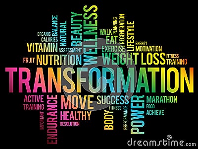 TRANSFORMATION word cloud, fitness Stock Photo