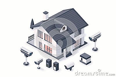 Transforming security technology for strong emergency responses using adaptive smartphone control and wireless security. Cartoon Illustration