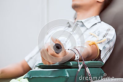 Transfusion blood donation,blood donor at hospital Stock Photo