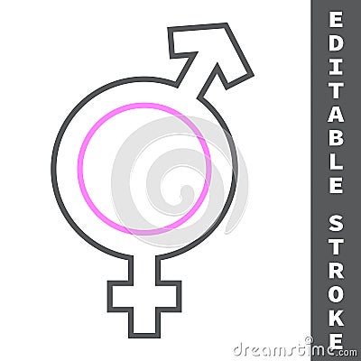 Transgender color line icon, lgbt and transsexual, bisexual sign vector graphics, editable stroke linear icon, eps 10. Vector Illustration