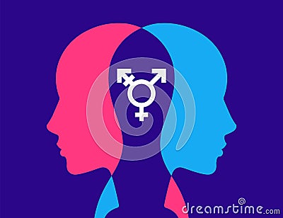 Transgender fusion of man and woman. sex change of a person. Vector Illustration
